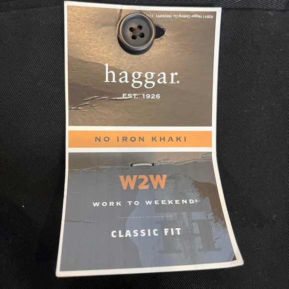 Haggar black khaki dress pants men’s 38x29 w2w classic straight no iron soft NWT - Picture 6 of 7